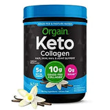 Orgain Keto Collagen Protein Powder, Vanilla - 10g Grass Fed Hydrolyzed Collagen Peptides Type 1 & 3, 10g Protein, 5g MCT Oil - Hair, Skin, Nail, & Joint Support, Gluten Free, Paleo - 0.88lb