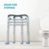 OasisSpace Stand Alone Toilet Safety Rail - Heavy Duty Medical Toilet Safety Frame for Elderly, Handicap and Disabled - Adjustable Bathroom Toilet Handrails, Width Adjustable Design, Fit Any Toilet