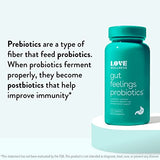 Love Wellness Gut Feelings Probiotic, Digestive Enzyme Supplement | Supports Gut Health, Digestion Relief & Strong Immune System | 3 Billion CFU | Safe Prebiotic and Postbiotic | 30 Capsules