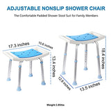 Aliseniors Shower Chair for Inside Shower - Nonslip Bath Shower Stool with Padded Seat Holes for Tub and Bathroom - Nonskid Comfortable Safe Bathing Bench for Senior Elderly Disabled and Handicap