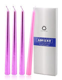 10 inch Advent Candles Set of 4,Glossy Metal-Look Long Candle Sticks,Ture Dripless Taper Candles,9 hrs Clean Burning Candlesticks,3 Purple 1 Pink Christmas Candles Pack