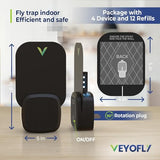 VEYOFLY Flying Insect Trap for Indoors - Plug-in Fly Traps: Catch Fruit Flies, Mosquitoes, Gnats, Moths & Other Insects with UV Light and Sticky Board - Gnat Killer for Home. (4-PK Device Black)