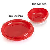 pekokavo Spill Proof Scoop Bowl and Plate with Suction Base, Adaptive Self-Feeding Dinnerware for Elderly/Disabled (Red Combo Set)