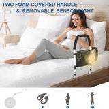 HEPO Bed Rails for Elderly Adults Safety with Motion Sensor Light & Double Foamed Grab Bars, Bed Rail with Storage Bag for Fall Prevention, Fit King, Queen, Full, Twin Bed, Getting in & Out of Bed