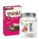 Isopure Protein Innovation Bundle Infusions Whey Protein Isolate- Watermelon Lime, 20G Protein (16 Servings) with Think! High Protein Crisp Bars- Chocolate, 15G Protein (10 Bars)