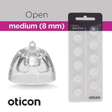 Genuine Oticon Hearing Aid Domes Minifit Open 8mm (0.31 inches - Medium), Oticon Branded OEM Denmark Replacements, Authentic Accessories for Optimal Performance -2 Pack/20 Domes Total