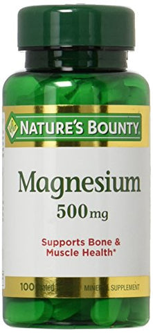 Nature's Bounty Magnesium 500mg, 100 Count, Pack of 2
