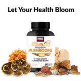 FORCE FACTOR Modern Mushrooms Capsules, Mushroom Supplement with Lions Mane, Turkey Tail, & Cordyceps to Support Energy, Focus, Immunity, & Digestion, 90 Vegetable Capsules