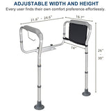 HEPO Toilet Safety Rails for Elderly Adults, Toilet Safety Frame with Arms & Storage Bag, Adjustable Height and Width, Toilet Handles for Seniors, Handicap, Disabled, 2 Additional Suction Cups