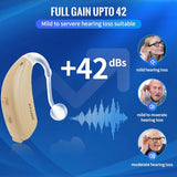 ARPTUR Hearing Aid for Seniors and Adults, BTE 16-Channel Digital Hearing Amplifier with Volume Adjustment and Noise Reduction, 120hr Battery Life, One Fits Both Ears (pair)
