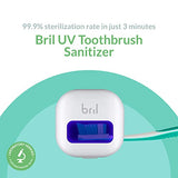 Bril UV-C Toothbrush Sanitizer, Portable Sterilizer, Cover, Holder, and Case for Any Size Toothbrush, White