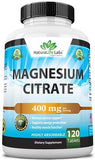 Magnesium Citrate 400 mg - High Potency Elemental Magnesium Essential Mineral for Heart, Muscle, & Digestion Support – Non-GMO - 120 Tablets