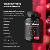 Kidney Cleanse Detox & Repair | 22-In-1 Kidney Health Supplement | Extra Strength 50:1 Cranberry Extract with Bioperine for Increased Absorption | Kidney & Urinary Tract Support & Flush Formula