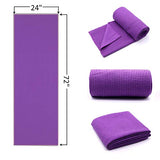 Eunzel Yoga Towel,Hot Yoga Mat Towel - Sweat Absorbent Non-Slip for Hot Yoga, Pilates and Workout 24" x72(Grip Dots,Purple)