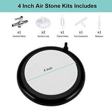 hygger Aquarium Air Stone Kit, Fish Tank Bubbler, Nano Furnace Flue Round Air Stone Disk Set for Hydroponics, Small Bubbles, Ultra-High Dissolved Oxygen Diffuser (4 Inch)