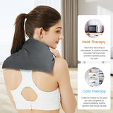 Heating Pad Microwavable with Washable Cover, 8 x 12 Multipurpose Microwave Heating Pad for Neck and Shoulders, Moist Heat Bean Bag Warm Compress for Knee, Muscles, Joints, Wrist, Abdomen (Dark Gray)