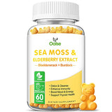 Organic Sea Moss Gummies for Adults and Kids, 2000mg Raw Seamoss, Bladderwrack, Burdock Root, Elderberry, Pepper, Vitamin C & D3, Zinc Supports Immune System & Boost Energy (1-Pack)