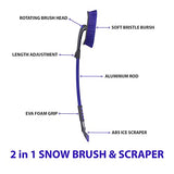 Snow Ninja Storm Extendable Up To 55 inches Curved Snow Brush with Extra Wide Brush Head Foam Grip and Ice Scraper