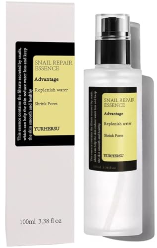 Snail Mucin Power Repairing Essence, with 96.3% Snail Secretion Filtrate, Replenish Water Shrink Pores, Hydrating Serum for Face Wrinkles & Fine Lines & Dull Skin; 100ml, 3.38 fl.oz;