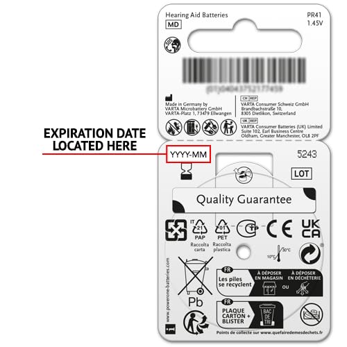 60 Powerone Hearing Aid Batteries No Mercury Size-675, 4 Pack (Batteries)