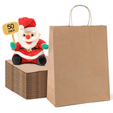 METRONIC Paper Gift Bags 10x5x13 50Pcs, Brown Kraft Paper Bags Medium Size with Handles, Gift Wrap Bags for Small Business, Heavy Duty Bulk Paper Shopping Bags for Clothing, Retail, Merchandise