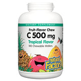 Natural Factors, Kids Chewable Vitamin C 500 mg, Supports Immune Health, Bones, Teeth and Gums, Tropical, 180 Count (Pack of 1)