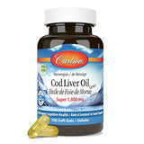 Carlson - Cod Liver Oil, Super 1000 mg + Vitamins A & D3, Wild Norwegian, Sustainably Sourced, 100 Softgels