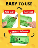 Motel Mouse Humane Mouse Traps No Kill Live Catch and Release 4 Pack - Reusable, Easy to Use & Clean, No Touch Release, Sensitive Includes Cleaning Brush, Instruction Manual & Video - Mousetrap Indoor