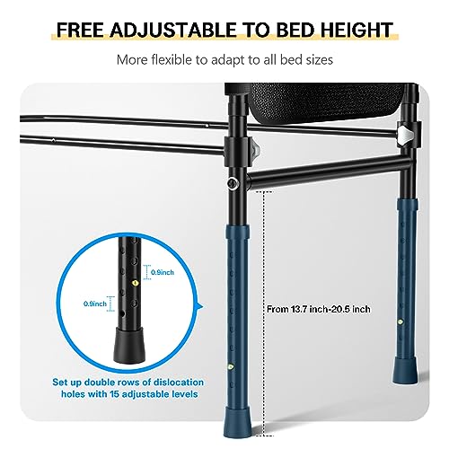 2024 New Bed Rails for Elderly Adults - Upgraded Adjustable Heights & Extendable Bed Side Rail, Foldable Bed Assist Bar, Heavy Duty for Senior & Surgery Patients, Fits King, Queen, Full, Twin