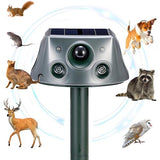 Ultrasonic Solar Animal Repeller for Yard, 6 Modes Outdoor Cat Repellent Squirrel Repellent with Motion Sensor & Flashing Light, Animals Deterrent for Squirrel Bird Deer Cat Skunk Dog for Yard Garden