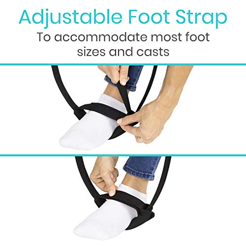 Vive Multi Purpose Leg Lifter Strap - Proflex Leg Lift Strap - Leg Lifter Assist with Nylon Webbing for Recovery, Stretching - Loop with Hand Grips - Lift Foot, Calf for Elderly, Handicapped, Car, Bed