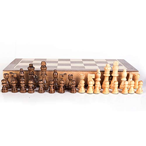 Chess Set Chess Wooden Wooden Checker Board Solid Wood Pieces Folding Chess Board High-End Puzzle Chess Game Chess Game Board Set (Color : Brown)