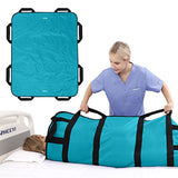 ZHEEYI Multipurpose 48" x 40" Positioning Bed Pad with Reinforced Handles - Reusable & Washable Patient Sheet for Turning, Lifting & Repositioning - Double-Sided Nylon Fabric, Peacock Blue