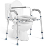 OasisSpace Stand Alone Raised Toilet Seat 500lbs - Adjustable Toilet Safety Frame Raised Toilet Seat with Handles for Elderly, Medical Beside Commode Chair for Senior and Disabled