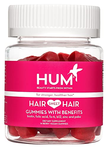 HUM Hair Sweet Hair - Hair Growth Supplement & Biotin Gummies to Combat Hair Loss & Thinning - Fo Ti, Folic Acid, Zinc, Vitamin B12 & PABA to Support Healthy Hair, Skin and Nails (21-Day Supply)