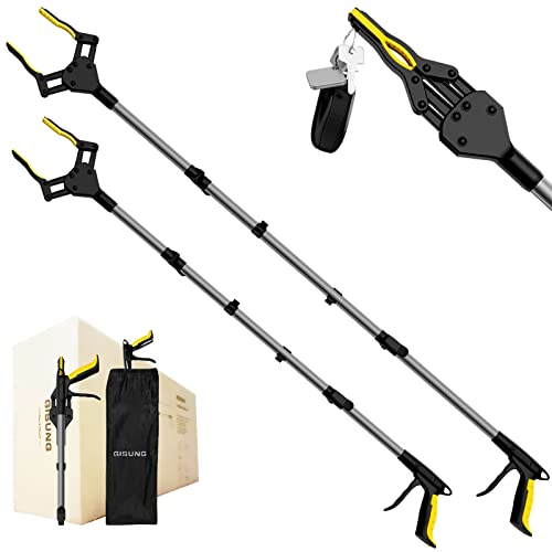 44" & 36" Grabber Reacher Tool, 2 Pack Foldable Grabbers for Elderly Grab It Reaching Tool with Upgraded Rotating Jaw & 2 Storage Bags, Strong Magnetic Tip, Grabber Pickup Tool for Trash Pickup, Aid