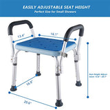 Bath Chair Shower Benches Bench with Arms,Medical Shower Chair Bench Bath Stool Safety Shower Seat for Elderly, Adults, Disabled,Blue Shower Stools and Benches