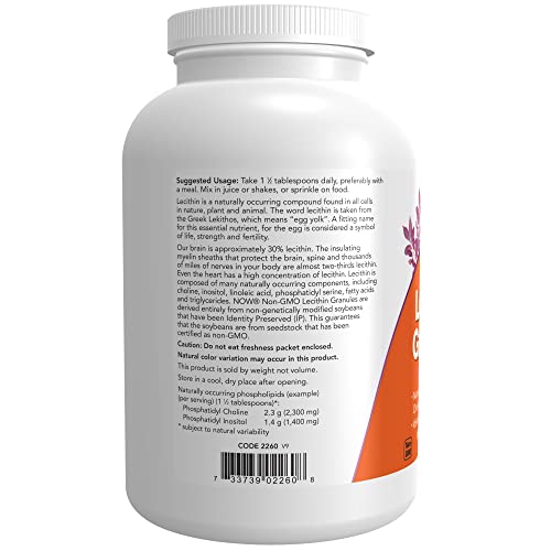 NOW Supplements, Lecithin Granules with naturally occurring Phosphatidyl Choline and Other Phosphatides, 1-Pound