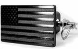 MULL USA Flag Metal Trailer Hitch Cover with Anti-Rattle Locking Pin (Fits 2" Receivers, Black)