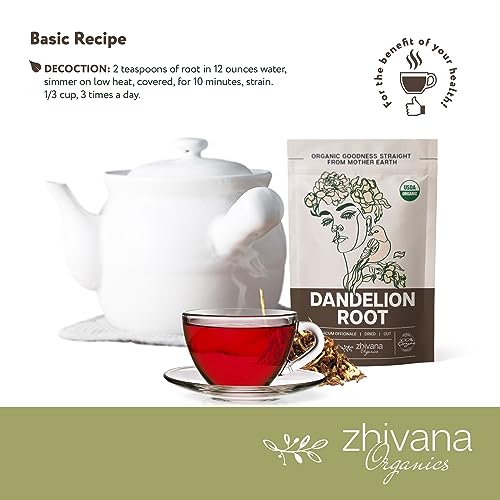 Zhivana Organics Dandelion Tea Organic, Te Diente De Leon Organico, Dandelions, Organic Dandelion Root Tea - Liver Cleanse Tea, Tea for Digestion, Liver Detox Tea Organic