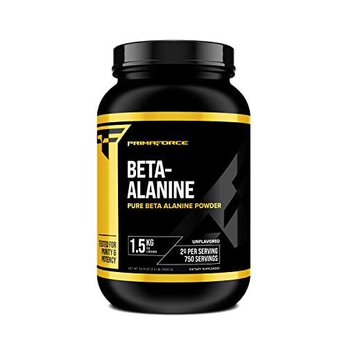 Primaforce Beta Alanine Powder, Unflavored, 1.5 kg - Gluten Free, Non-GMO Supplement for Men and Women