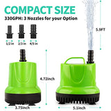 FREESEA 330 GPH 25W Submersible Water Pump for Pond Aquarium Hydroponics Fish Tank Fountain Waterfall