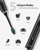 7AM2M Sonic Electric Toothbrush with 6 Brush Heads for Adults and Kids, One Charge for 90 Days, Wireless Fast Charge, 5 Modes with 2 Minutes Build in Smart Timer, Electric Toothbrushes(Black)