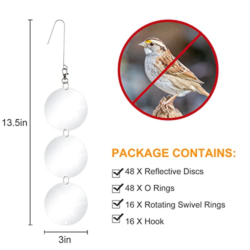 XPCARE 48 Pcs Bird Scare Discs -Highly Reflective Double-Sided Bird Reflectors, Upgraded Discs Set Reflective to Keep All Birds Away Like Woodpeckers, Pigeons, Ducks