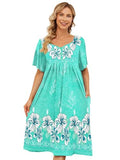 House Dress for Women with Pockets Mumu Dresses Summer Lounge Dresses Duster House Coats with Pockets Momo Patio Dress Florar Nightgown Plus Size House Dress for Elderly Women House Dresses Green L