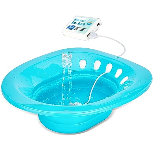 Pochik Electric Sitz Bath, Sitz Bath for Hemorrhoids, Sitz Bath for Toilet Seat, Postpartum Care, Automatic Flushing, Sits Bath Kit for Women, Collapsible, Wider Seating Area, Deeper Bowl(Ocean Blue)