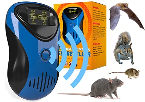 New 2024 Powerful Mouse Mice Rat Bat Squirrel Repellent -with LCD - Outdoor/Indoor - Electronic Ultrasonic Pest Repeller Plug in - Deterrent Rodent Control - Electromagnetic Waves Repellent