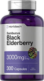 Black Elderberry | 3000mg Capsules | 300 Count | Non-GMO, Gluten Free | Sambucus Supplement | by Horbaach