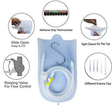 GNEGKLEAN Silicone Enema Bag Kit with 6.3ft Hose, 5 Enema Tips, Controllable Flow Valve and Water Thermometer - 2 Quart Capacity Coffee enemas for Colon Cleanse