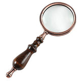 MSLAN Magnifying Glass,10X Antique Copper Handheld with Wooden Handle and Real Glass,Best Reading Magnifier for Elderly,Macular Degeneration